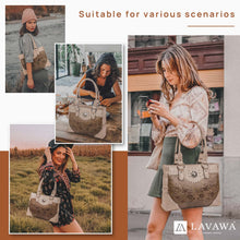 Load image into Gallery viewer, LAVAWA Tote Bag for Women Large Western Purse Ladies Top Handle Shoulder Handbags Vintage Embossed Concho Studs (White)