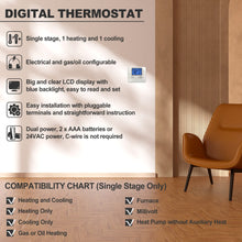 Load image into Gallery viewer, ELECTECK Non-Programmable Digital Thermostat for Home, up to 1 Heat/1 Cool with Large LCD Display, Compatible with Single Stage Electrical and Gas/Oil System, White