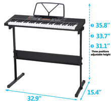 Load image into Gallery viewer, ZENY 61-Key Portable Electric Keyboard Piano with Built In Speakers, LED Screen, Headphones, Microphone, Piano Stand, Music Sheet Stand and Stool