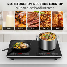 Load image into Gallery viewer, VBGK Double Induction Cooktop,110V 4000W Electric burner,2 burner Hot Plate LED Sensor Touch Energy-Saving induction stove top with Child Safety Lock & Timer 2 burner induction cooktop