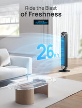 Load image into Gallery viewer, Dreo Tower Fan for Bedroom, Upgrated DC 9 Speeds Utral-Quiet Floor Fan, 90° Oscillating Fans for Indoors with 26ft/s Velocity, 12H Timer, Standing Fans, Bladeless Fan Powerful for Home Office Room