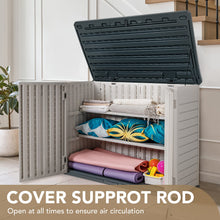 Load image into Gallery viewer, Devoko Resin Outdoor Storage Shed 34 Cu Ft Horizontal Outdoor Storage Cabinet Waterproof Patio Tools Storage Box for Sofa Cushion, Lawn Mower and Garbage Cans