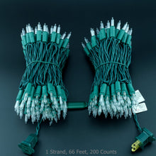 Load image into Gallery viewer, YULETIME 200 Count Warm White LED Christmas Lights, 66 Feet Green Wire UL Certified Commercial Grade Holiday String Light Set (Warm White)