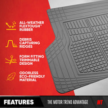 Load image into Gallery viewer, Motor Trend FlexTough Advanced Gray Rubber Car Floor Mats with Cargo Liner Full Set - Front & Rear Combo Trim to Fit Floor Mats for Cars Van SUV, All Weather Automotive Floor Liners