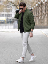 Load image into Gallery viewer, TACVASEN Green Bomber Coat Mens Jackets Fashion Trendy Mens Bomber Coats Lightweight Windbreaker Jackets Lightweight Full Zip Flight Jackets