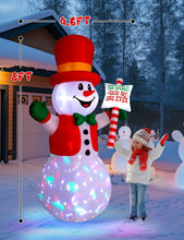 Load image into Gallery viewer, 8ft Christmas Inflatable Outdoor Decoration Snowman, Gentleman Snowman Holding Sign Welcoming Guest, Built-in Rotating Disco Light, Blow Up Outside Decor for Xmas Holiday Lawn Yard Garden