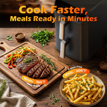 Load image into Gallery viewer, Dual Basket Air Fryer, 12.6QT Family-Size for 10โ12 People, XL Basket for 6LB Whole Chicken, DoubleStack Compact Design, 10-in-1 Functions with Reheat, Dehydrate & SyncFinish, Dishwasher-Safe, Black