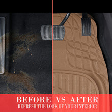 Load image into Gallery viewer, CASS Pass 4 Piece Leather Car Floor Mats -3D Waterproof All Weather, Universal Trim to Fit & Anti-Slip Burr Bottom Safety & Light Easy Clean Install for SUV Truck Auto Sedan Van (Beige)