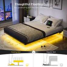 Load image into Gallery viewer, OLEVS Floating Bed Frame Queen Size with Smart LED Lights and Charging Station - Modern Metal Platform Bed, Easy Assembly No Box Spring Needed