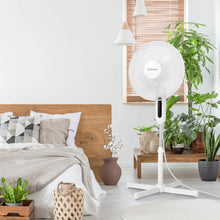 Load image into Gallery viewer, HOLMES 16" Digital Stand Fan, 80° Oscillation, 3 Speeds, 3 Modes, 7.5-Hour Timer, Adjustable Height, 30° Head Tilt, Ideal for Home, Bedroom or Office, Remote Control, White
