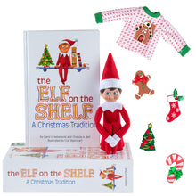 Load image into Gallery viewer, Elf On The Shelf Boy with Ugly Sweater Set - Blue Eyed Boy Elf Doll w 5 Different Velcro X-Mas Accessories - Change Your Elves Clothing Daily with 5 Outfits in One - Win Your Elf Ugly Sweater Party