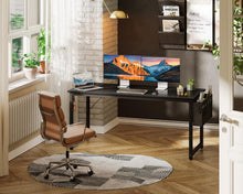 Load image into Gallery viewer, ODK Computer Desk Large Office Desk, 55 Inch Gaming Desk with Storage, Modern PC Desk Work Table with Headphone Hook for Home Office, Black