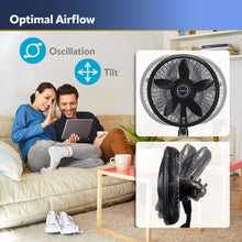 Load image into Gallery viewer, Lasko Oscillating Cyclone Pedestal Fan, Adjustable Height, Timer, Remote Control, 3 Speeds, for Bedroom, Living Room, Home Office, 18", Black, 1843