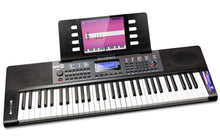 Load image into Gallery viewer, RockJam 61 Key Keyboard Piano with Pitch Bend, Power Supply, Sheet Music Stand, Piano Note Stickers & Simply Piano Lessons
