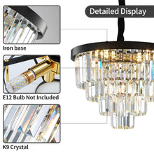 Load image into Gallery viewer, ZSMINGHUI Modern Crystal Chandelier Black Crystal Chandelier Round Top 16" Suspension Ceiling Light 4 Tier K9 Crystal Chandelier 5 Lights Dining Room Living Room Bedroom