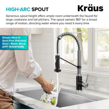 Load image into Gallery viewer, KRAUS Bolden Commercial Style 2-Function Single Handle Pull Down Kitchen Faucet in Spot-Free Brushed Brass, KPF-1610BB
