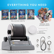 Load image into Gallery viewer, National Geographic Rock Tumbler Kit – Hobby Edition Includes Rough Gemstones, and 4 Polishing Grits, Great STEM Science Kit for Geology Enthusiasts, Rock Polisher for Kids and Adults