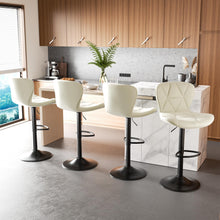 Load image into Gallery viewer, Nalupatio Modern Bar Stools Set of 2, Adjustable Faux Leather Upholstered Swivel Bar Stools, Counter Bar Chairs with Back for Kitchen Island, White