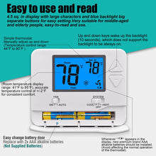 Load image into Gallery viewer, Suuwer Non-Programmable Thermostats for Home 1 Heat/1 Cool Conventional Single-Stage Systems