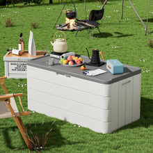 Load image into Gallery viewer, ZZM 110 Gallon Lockable Resin Deck Box, Waterproof Outdoor Storage Box for Patio Cushion Storage Cabinet and Tools Storage, White