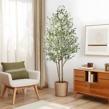 Load image into Gallery viewer, Alupssuc Artificial Olive Tree 6FT Tall Faux Silk Plant(72" in), Indoor Fake Olive Tree with Natural Wood Trunk & Lifelike Fruits, Perfect for Modern Home Office Living Room Floor Decor, 6 FT