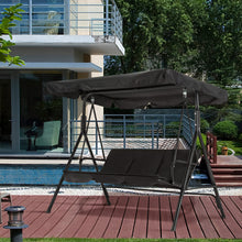 Load image into Gallery viewer, MCombo 3-Person Outdoor Patio Swing Chair, Convertible Canopy Hanging Swing Glider Lounge Chair, Removable Cushions, 4003 (Black)