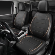 Load image into Gallery viewer, CAR PASS Universal FIT Piping Leather Car Seat Cover, for suvs,Van,Trucks,Airbag Compatible,Inside Zipper Design and Reserved Opening Holes (Full Set, Black and Beige)