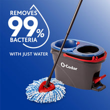 Load image into Gallery viewer, O-Cedar EasyWring RinseClean Microfiber Spin Mop & Bucket Floor Cleaning System with 3 Extra Refills, Plastic, Grey