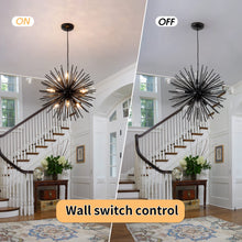 Load image into Gallery viewer, CM MZY Modern Black Sputnik Chandeliers, 9-Light Satellite Pendant Light fixtures, Starburst Firework Ceiling Lights for Bedroom Living Room Dining Room Kitchen Island Hallway, E12 Socket(Dia:19.7'')