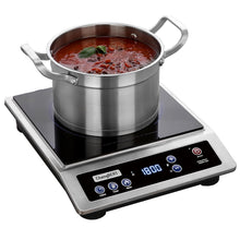 Load image into Gallery viewer, ChangBERT Induction Cooktop, Commercial Grade Portable Cooker, Large 8” Heating Coil, Premium Stainless Steel Countertop Burner with NSF Certified, 10 Hours Timer Powerful 1800W Professional Hot Plate