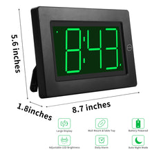 Load image into Gallery viewer, KWANWA Alarm Clock, Wall Clock, Digital Clock, 3" LED Digit Display, Battery Operated, Adjustable Brightness, Auto Night Mode, Auto Alarm Volume Increasing, Wall-Mount & Table-top