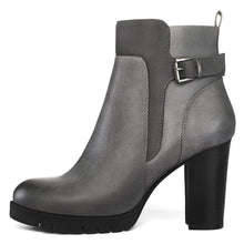 Load image into Gallery viewer, mysoft Women's Ankle Boots Chunky Stacked Heel Zipper Booties