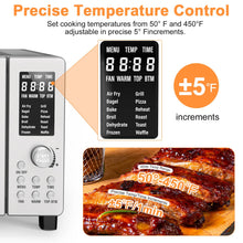 Load image into Gallery viewer, Nuwave Bravo Air Fryer Toaster Smart Oven, 12-in-1 Countertop Convection, 1800 Watts, 21-Qt Capacity, 50°-450°F Temp Controls, Top and Bottom Heater Adjustments 0%-100%, PFAS Free, Stainless Steel