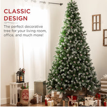 Load image into Gallery viewer, Best Choice Products 4.5ft Pre-Decorated Holiday Christmas Tree for Home, Office, Party Decoration w/ 450 PVC Branch Tips, Partially Flocked Design, Pine Cones, Metal Hinges & Base