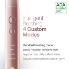 Load image into Gallery viewer, Aquasonic Vibe Series Ultra-Whitening Toothbrush – ADA Accepted Electric Toothbrush - 8 Brush Heads & Travel Case – 40,000 VPM Motor & Wireless Charging - 4 Modes w Smart Timer – Satin Rose Gold