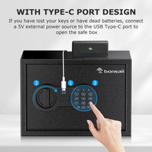 Load image into Gallery viewer, Bonsaii Safe, 0.6 Cubic Safe Box with Electronic Keypad, Removable Shelf, for Valuables Jewelry and Documents in Home, Hotel, or Business, 9.84"D x 13.78"W x 9.84"H