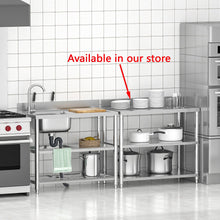 Load image into Gallery viewer, Free Standing Stainless-Steel Single Bowl Commercial Restaurant Kitchen Sink Set w/Faucet & Drainboard, Prep & Utility Washing Hand Basin w/Workbench & Double Storage Shelves Indoor Outdoor (39.5in)