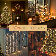 Load image into Gallery viewer, OZS Connectable Warm White Christmas Lights Outdoor Indoor, 2Pack 164ft 400 LED Christmas Tree Lights, Waterproof 8 Modes Green Wire String Lights for Holiday Party Christmas Decorations