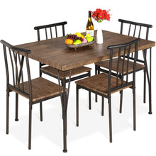 Load image into Gallery viewer, Best Choice Products 5-Piece Metal and Wood Indoor Modern Rectangular Dining Table Furniture Set for Kitchen, Dining Room, Dinette, Breakfast Nook w/ 4 Chairs - Drift Brown
