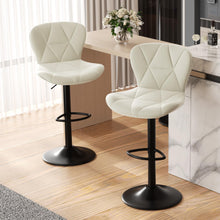 Load image into Gallery viewer, Nalupatio Modern Bar Stools Set of 2, Adjustable Faux Leather Upholstered Swivel Bar Stools, Counter Bar Chairs with Back for Kitchen Island, White