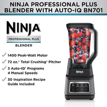 Load image into Gallery viewer, Ninja Professional Plus Blender | Max Power Smoothie Blender, Ice Cream Maker, Frozen Drink Mixer & Margarita Machine | 3 Auto IQ™ Presets, 1400 W, 72oz Total Crushing Pitcher | Dark Grey, BN701
