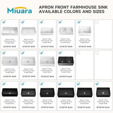 Load image into Gallery viewer, Miuara Farmhouse Sink 33 Inch - Apron Front Farmhouse Sink White 33"x18"x10", Fireclay Farm Sink, Farmer Barn Sink, White Undermount Kitchen Sink Single Bowl with Accessories, for Kitchen