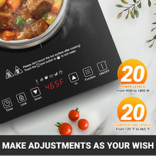 Load image into Gallery viewer, AMZCHEF Portable Induction Cooktop 20 Temperature & Power Levels, 1800W Induction Stove Burner with 6.8" Heating Coil, Low Noise Hot Plate Single Electric Cooktops Countertop Stove with Timer