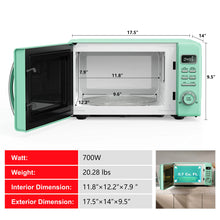 Load image into Gallery viewer, Galanz GLCMKZ07GNR07 Retro Countertop Microwave Oven with Auto Cook & Reheat, Defrost, Quick Start Functions, Easy Clean with Glass Turntable, Pull Handle.7 cu ft, Green