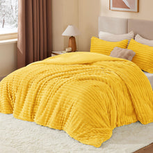Load image into Gallery viewer, BEDELITE Fleece Queen Comforter Set -Super Soft & Warm Fluffy Bright Yellow Bedding, Luxury Fuzzy Heavy Bed Set for Winter with 2 Pillow Cases