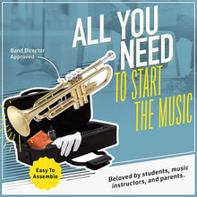Load image into Gallery viewer, Mendini By Cecilio Bb Trumpet - Trumpets for Beginner or Advanced Student w/Case, Cloth, Oil, Gloves - Brass Musical Instruments For Kids & Adults