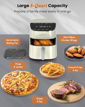 Load image into Gallery viewer, Nuwave Brio Plus Air Fryer 8 Qt, New & Improved, PFAS-FREE, 7 Digital One-Touch Cook Functions that AIR FRY, BAKE, ROAST, DEHYDRATE, TOAST, REHEAT, PREHEAT, 150 Presets, 50°F~400°F (Cream)