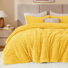 Load image into Gallery viewer, BEDELITE Fleece Queen Comforter Set -Super Soft & Warm Fluffy Bright Yellow Bedding, Luxury Fuzzy Heavy Bed Set for Winter with 2 Pillow Cases