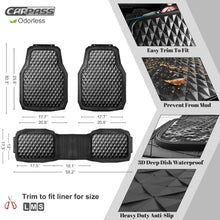 Load image into Gallery viewer, CAR PASS Heavy Duty Rubber Car Mats, Deep Dish All-Weather Floor Mat for Car Full Set Durable Anti-Slip 3D Rhombus Waterproof Trim to Fit Liner Universal Fit Automotive,Sedan,SUV,Truck, 3 Piece Black