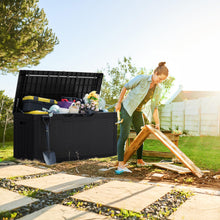 Load image into Gallery viewer, Greesum 100 Gallon Resin Deck Box Lockable Large Outdoor Storage Boxes for Garden Tools, Patio Furniture Cushions, Pool Supplies, Black